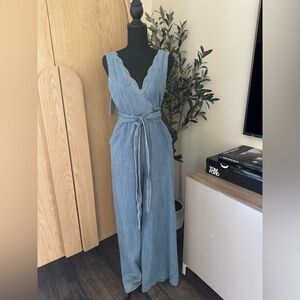 Denim Wrap Jumpsuit- Size 0